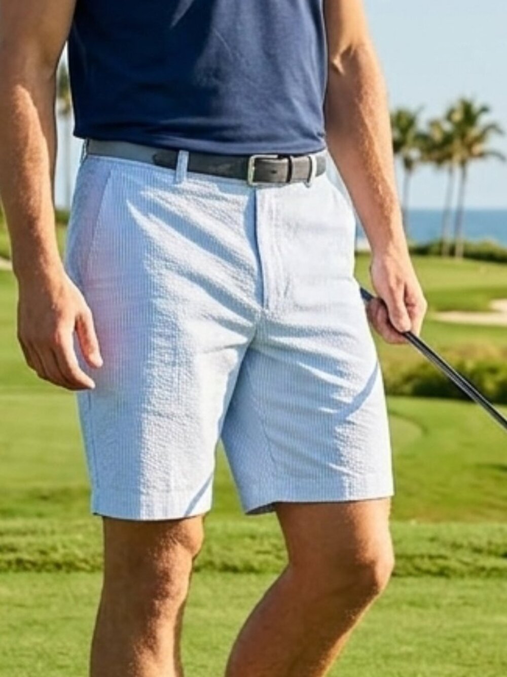 Nike Golf Men’s Striped Shorts 38 | Light Blue Performance Tech Golf Shorts